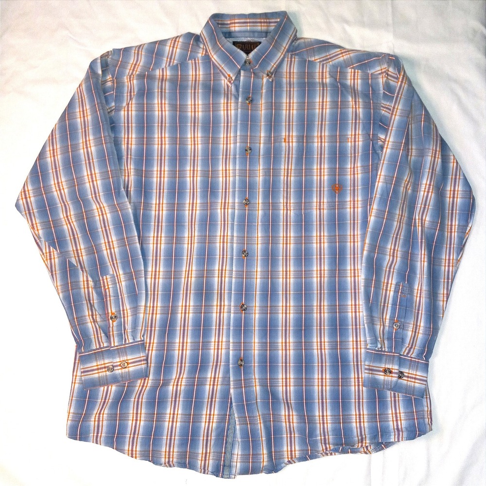 ARIAT Plaid Western Shirt Long Sleeve Button Up Casual Menswear L/G